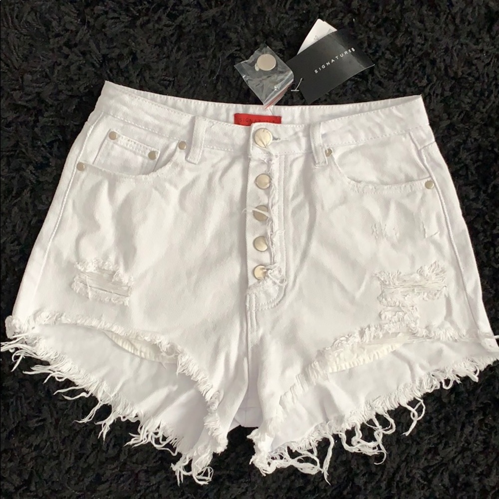 NWT white cut-off shorts